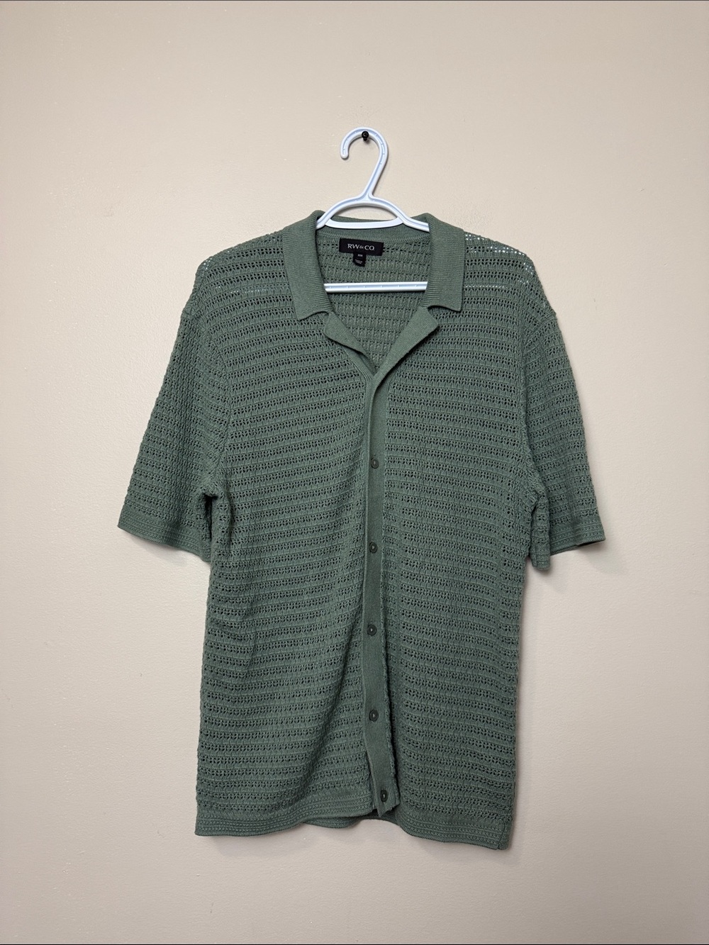 Rw & Co Olive Green Short-Sleeve Knit Shirt Jacket size M
